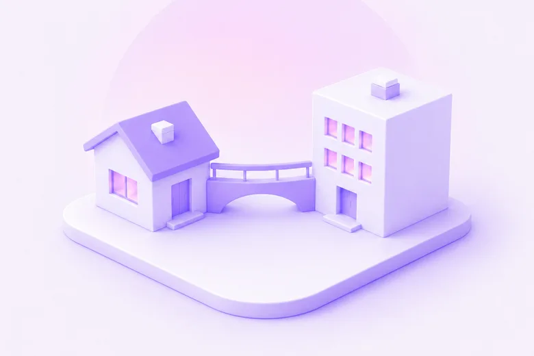 3D illustration representing a bridge loan